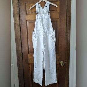 Gap white denim overalls, size small